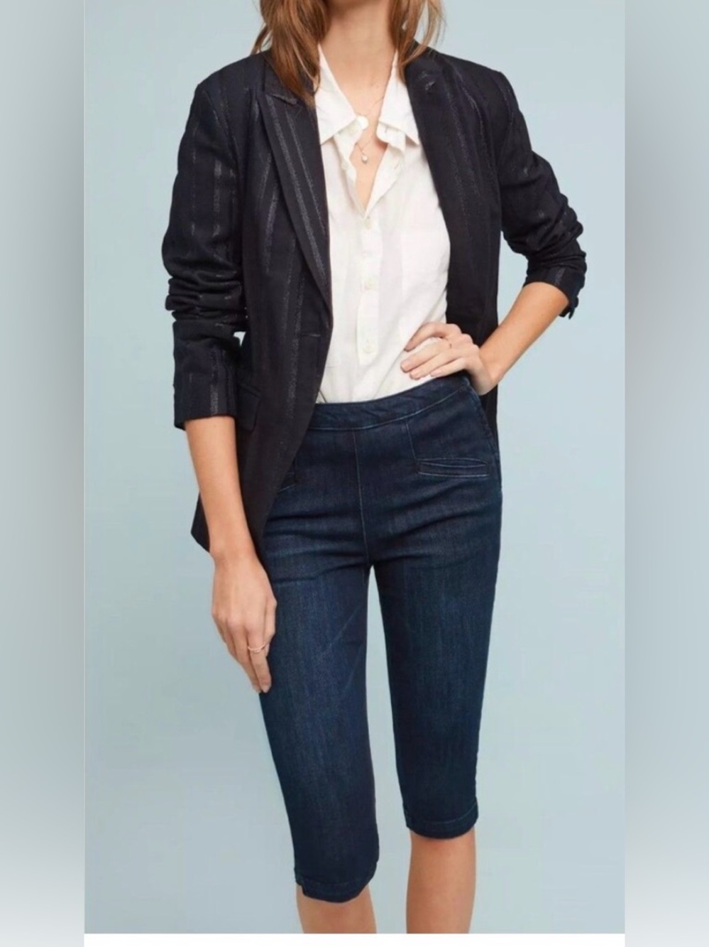 Pilcro and the Letterpress High Rise Denim Legging Capri